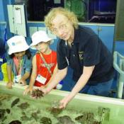 These kids get to have hands on experience with sea urchins.