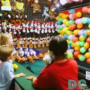 The classic hit a balloon and win a prize game.
