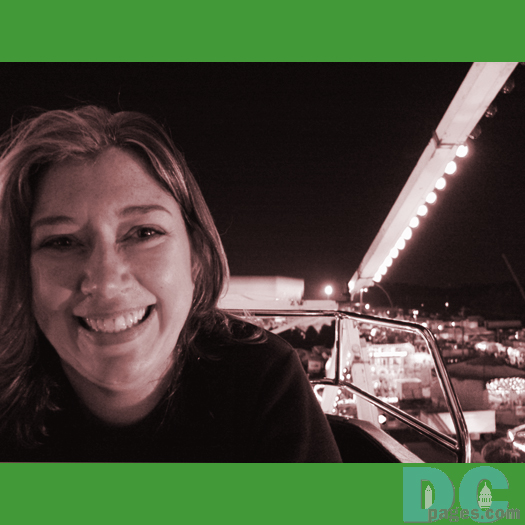 My wife, Jenna, at the top of the ferris wheel.