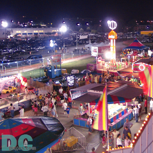 Top of ferris wheel view of the Montgomery Country Agricultural Fair.