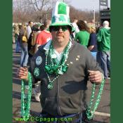 This merchant peddles Saint Patty's Day wares. 