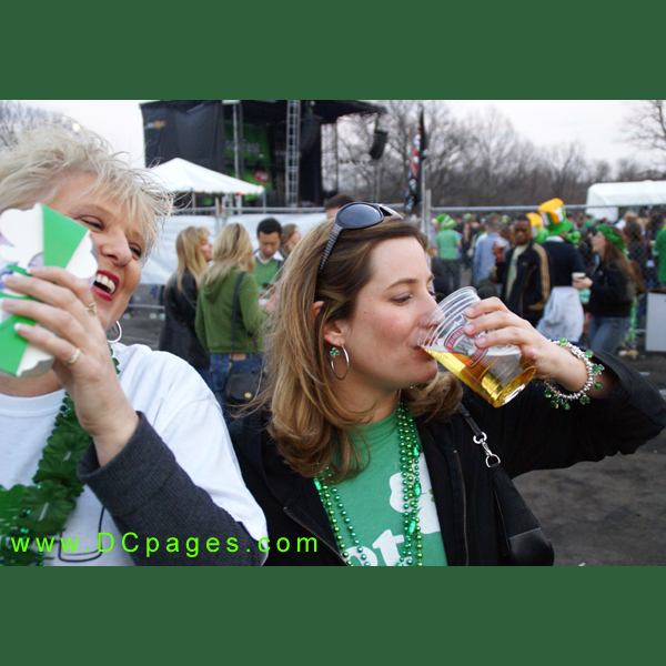 She gets support from her friend. Chug! Chug! Chug!