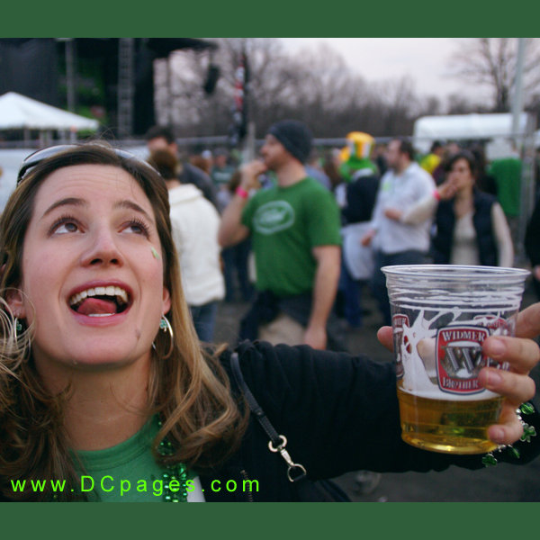 Catching her breath before finishing her beer.