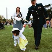 A tiny Easter egg toddler leads the charge.