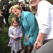 Lynne Cheney poses for
pictures on the South Lawn.