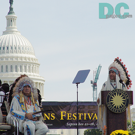 Founding director of the National Museum of the American Indian, W. Richard West, Jr, speaks to the audience during the Dedication Ceremony.