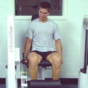 Zubrus working on his leg strength while Nylander works with Jim.