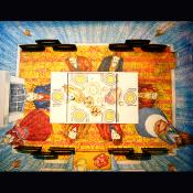 Very beautiful picture on the dining table of Boarding House