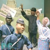 On April 16, 1862 slavery ended in the District. In 1866, and for decades following, the African American community staged a grand parade to commemorate the annivesary. Thousands lined Pennsylvania Avenue in celebration. Parade officials sported colorful sashes and cannons roared on the White House grounds. Prominent speakers like Frederick Douglass addressed the jubilant crowds. 