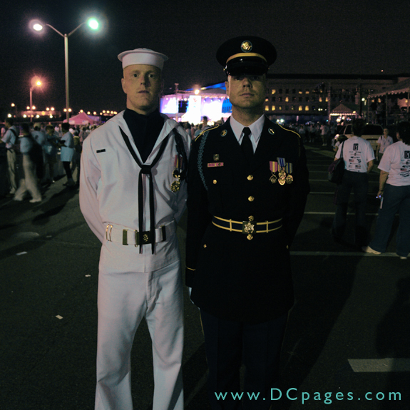 Members of our armed forces take the time talk and share stories with the "Freedom Walkers."