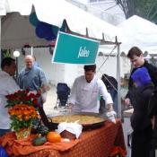 Jaleo chiefs prepare food for waiting customers. Jaleo specializes in different hot and cold tapas.