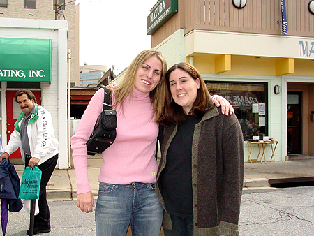 Rachel congratulates Jessica Glickman on being chosen to do the artwork for Taste of Bethesda.