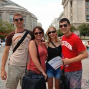 This group just got off the Federal Triangle Metro Stop. They are heading for the National Mall to celebrate the Fourth.