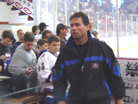Coach Bruce Cassidy takes off towards the locker room after the first period.