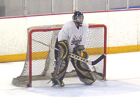 Sebastien Charpentier mans his side of the rink.