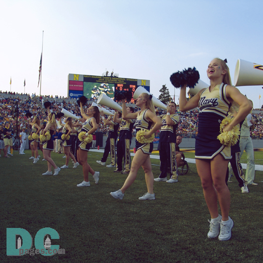 Navy Cheerleaders raise the morale of the fans