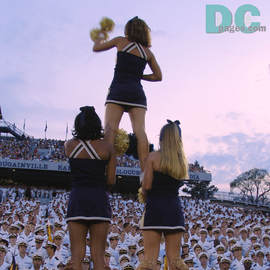Navy Blue and Gold Cheerleaders