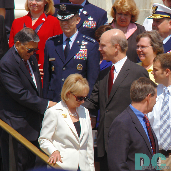 Officials greet Senator Daniel K. Inouye of Hawaii, the only congressional leader awarded with the Medal of Honor.