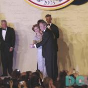 President George W. Bush and first lady Laura Bush take the first dance at the Freedom Presidential Ball in Union Station.