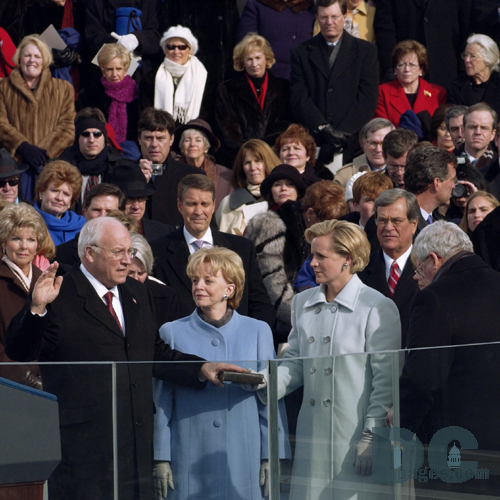 With his family by his side, Vice President Richard Cheney is sworn in for his second term as the Vice President of the United States by U.S Speaker Dennis Hastert.