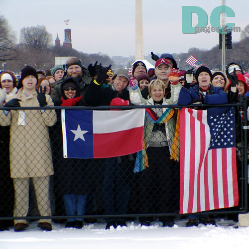 Swearing In Ceremony attendees. Texas and American flags.