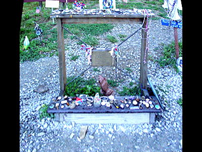 Various kinds of artwork adorn the temporary Memorial site.