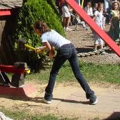 It will take a good swing of the mallot to bang the ball all the way up to ring that bell