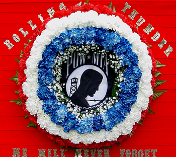 This wreath represents all of the men missing in action, and prisoners of war.