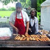 Food vendors at Rolling Thunder's official Thunder Alley, which is where vendors are alowed to sell food and merchantise pertaining towards the event.