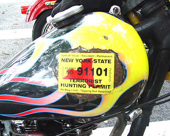 This biker has a New York State Terrorist Hunting Permit.
