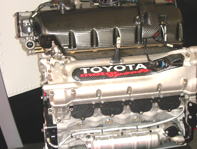 A pit crew's view of what an Indy Race Car engine looks like