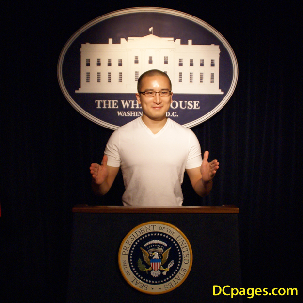 White House Press Room - This man gives a good news briefing. "Hello. I have nothing to start with, so -- "