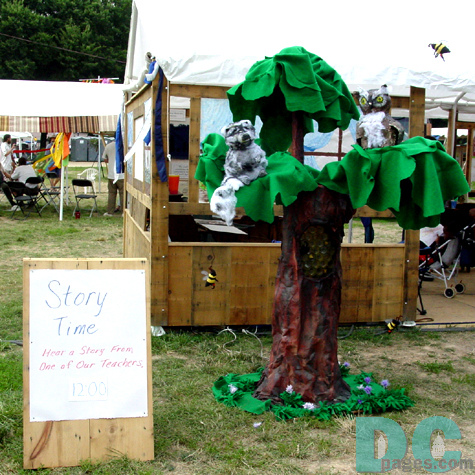 A Story Hour tent provided a location for children to hear the stories of the Colossus.