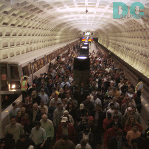Washington Nationals' Inaugural Home Opener - The Metro offers fans easy access to all games at RFK. Trains take you right up to the gates of the stadium. WARNING: You will not be the only one but it took us no time at all.