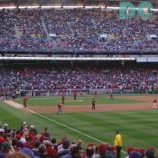 Washington Nationals' Inaugural Home Opener - Players from the last Washington Senators team walk onto the RFK Swamp.
