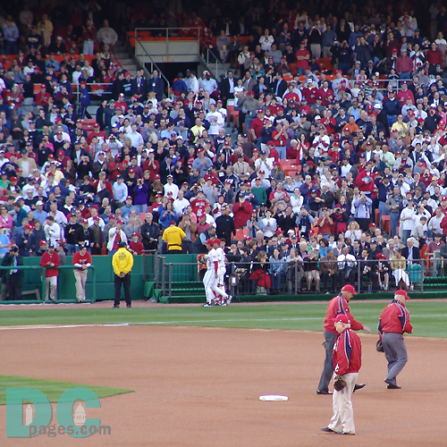 Washington Nationals' Inaugural Home Opener - Players from the last Washington Senators team walk onto the RFK Swamp.