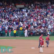 Washington Nationals' Inaugural Home Opener - Players from the last Washington Senators team walk onto the RFK Swamp.