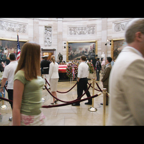 People proceeding to the viewing.