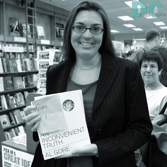 DC intern, Britta, was the first in line to have Al Gore sign his new book. "I am from Alaska, America's last frontier. I am first in line because global warming is true. Our glaciers are melting."