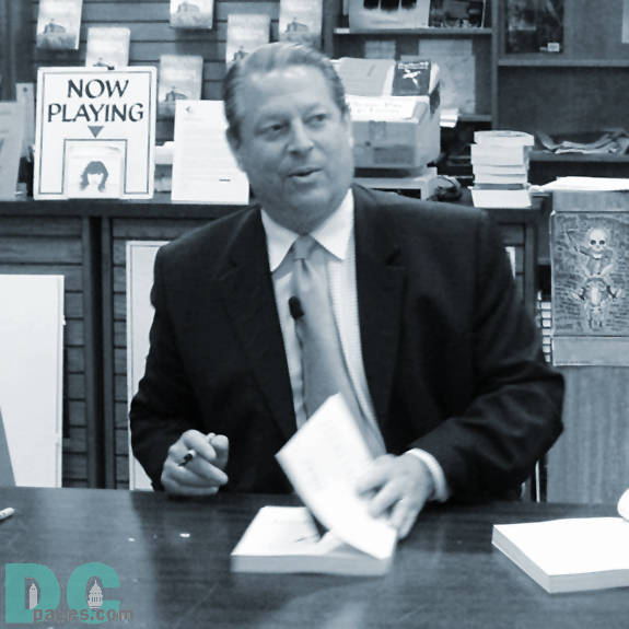 Al Gore looked at all the long line of people waiting to get their autograph signed.