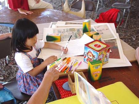 Child colors in the Arts and Crafts Tent