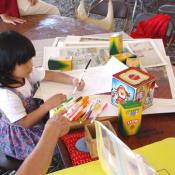 Child colors in the Arts and Crafts Tent