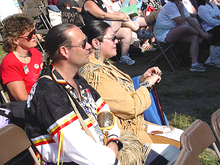 Professor Marietta Dantonio Fryer and Rik "Winter Bear"Fryer, Art Directors of the Totem Pole, watch performances on the World Stage, September 9