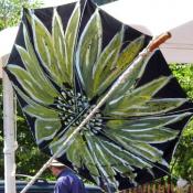 Peace parasols painted in Public Assemblys arts and crafts activity, September 11, 2003