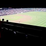 High atop the infield, Oriole fans anxiously await the start of the game.