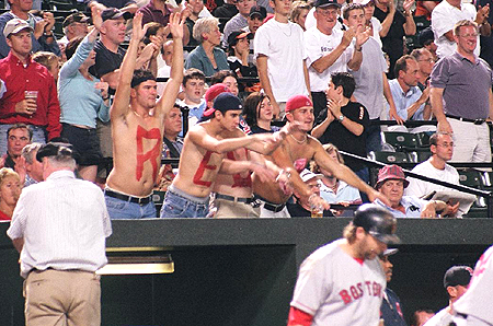 Although the game was played at Baltimore's Camden Yards, the Red Sox fans tried their best to make themselves visible. After the game the four were never to be seen.