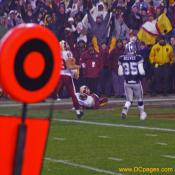 Redskins fans celebrate an impressive Touchdown flip from Washington's star running back, Clinton Portis.