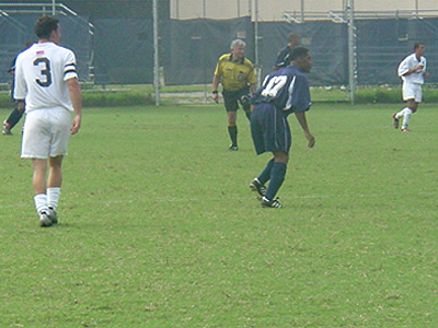 A Howard University player tries to anticipate where the ball will land.
