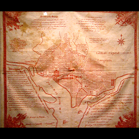 Exhibition of Planing for a capital, 
Bandana Map of Washington DC, 1792
