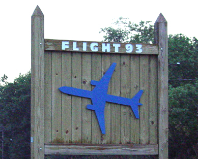 Sign at the entrance to the temporary Memorial of Flight 93.